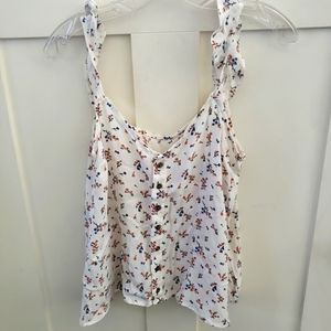 AE Flutter Sleeve Tank Top - Cream Floral - Small